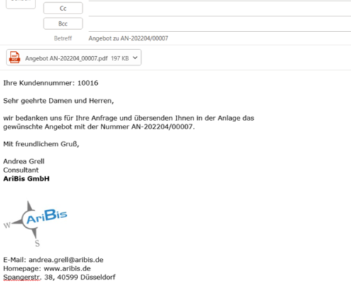 vorgangsbezogene Emails aus Sage 50 versenden