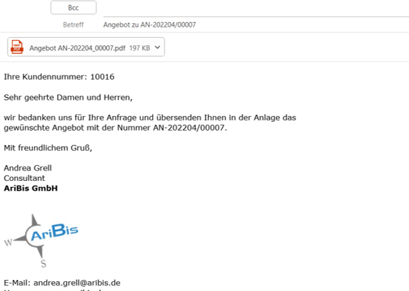 vorgangsbezogene Emails aus Sage 50 versenden